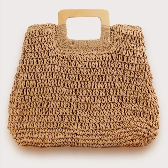 Boho minimalist straw summer beach bag - Picture 4 of 7